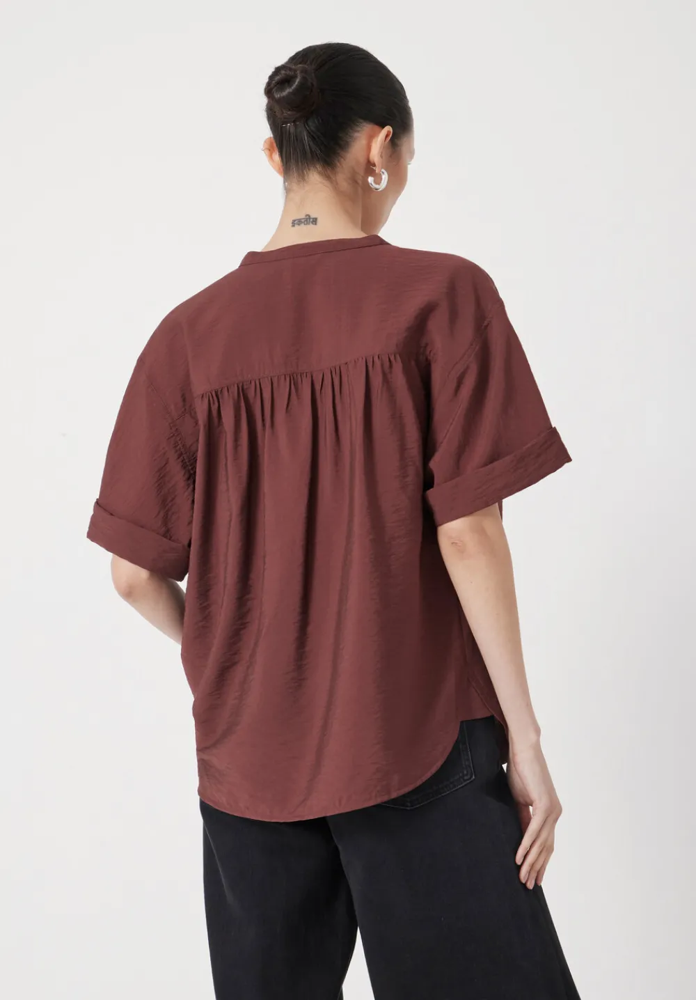 hush Shirts & Blouses|Debbie Air Flow Blouse Burgundy Brown