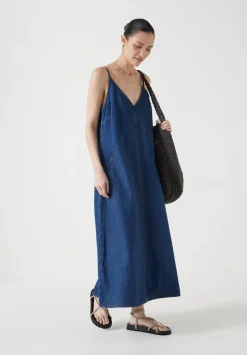 hush Dresses|Denim Maxi Slip Dress Mid Authentic Wash
