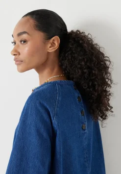 hush Tops & T-Shirts|Denim Raglan Tee Denim Blue