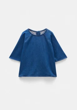 hush Tops & T-Shirts|Denim Raglan Tee Denim Blue
