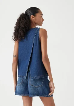 hush Tops & T-Shirts|Denim Waistcoat Mid Authentic Wash