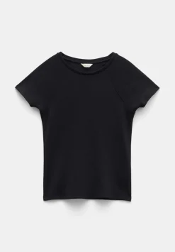 hush Tops & T-Shirts|Deven Ribbed Fitted T-Shirt Black
