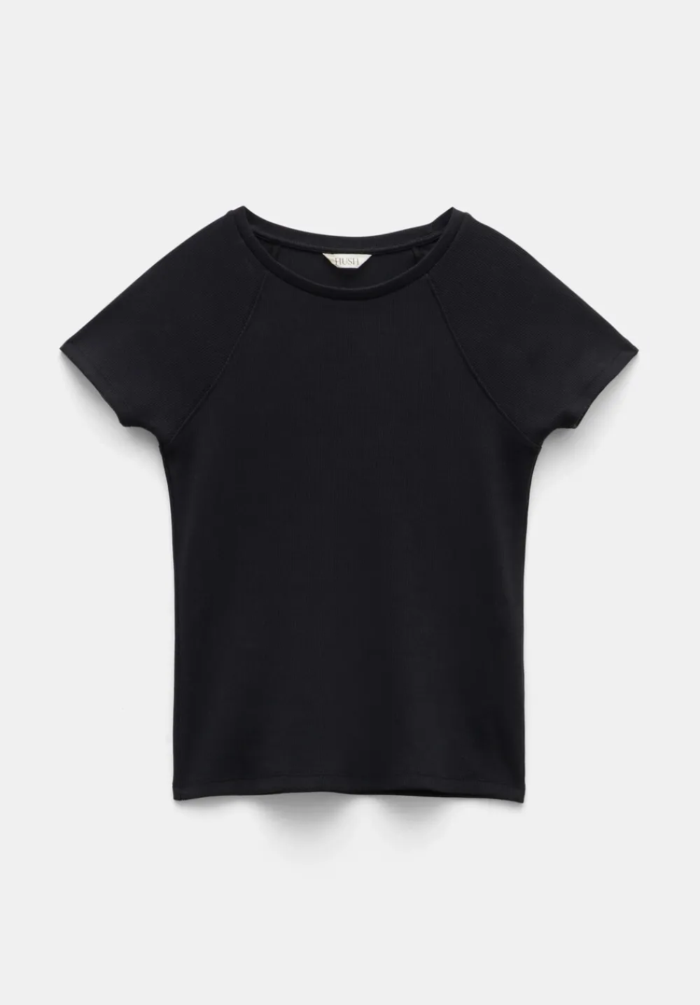 hush Tops & T-Shirts|Deven Ribbed Fitted T-Shirt Black
