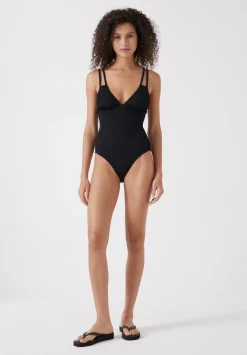 hush Swimwear & Beachwear|Dina Double Strap Crinkle Swimsuit Black