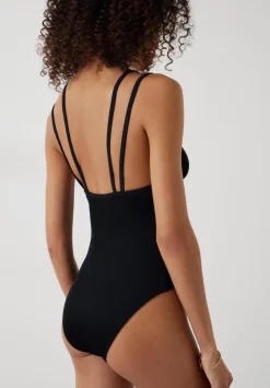 hush Swimwear & Beachwear|Dina Double Strap Rib Swimsuit Black