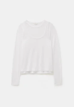 hush Tops & T-Shirts|Double Layer Long Sleeve Top White