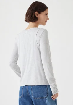 hush Tops & T-Shirts|Double Layer Long Sleeve Top Grey Marl