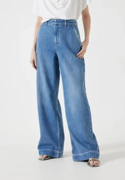hush Jeans|Drew Wide Leg Jeans Mid Blue