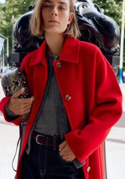hush Jackets & Coats|Edie Pure Wool Double Faced Coat Bright Red