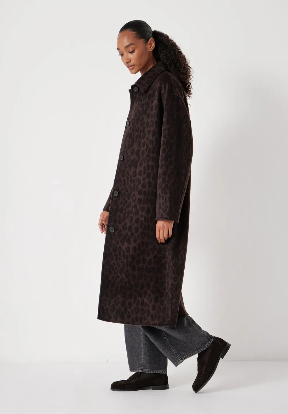 hush Jackets & Coats|Edie Pure Wool Leopard Double Faced Coat Brown Leopard