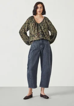 hush Shirts & Blouses|Elise V-Neck Printed Blouse Khaki Animal