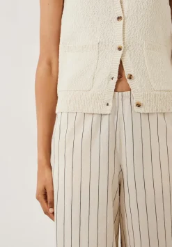 hush Trousers|Elissia Striped Cotton Wide Leg Trousers White/Black