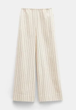 hush Trousers|Elissia Striped Cotton Wide Leg Trousers White/Black