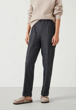 hush Trousers|Eliz Slim Wool Blend Check Trousers Charcoal Marl