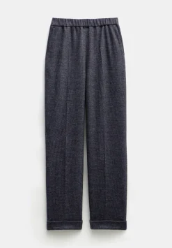 hush Trousers|Eliz Slim Wool Blend Check Trousers Charcoal Marl