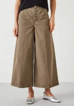 hush Jeans|Ella Wide Leg Cropped Jeans Olive