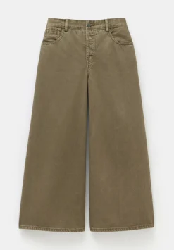 hush Jeans|Ella Wide Leg Cropped Jeans Olive