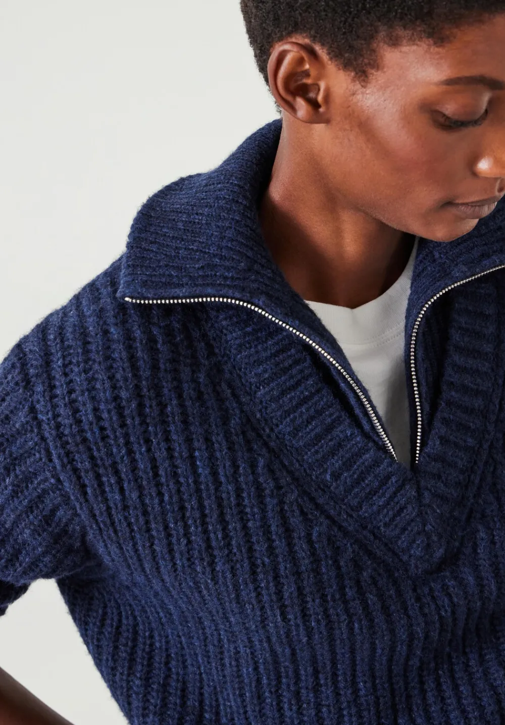 hush Jumpers & Cardigans|Ella Zip V Neck Jumper Midnight Navy