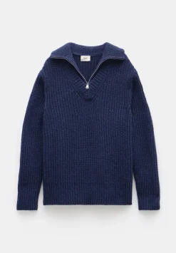 hush Jumpers & Cardigans|Ella Zip V Neck Jumper Midnight Navy