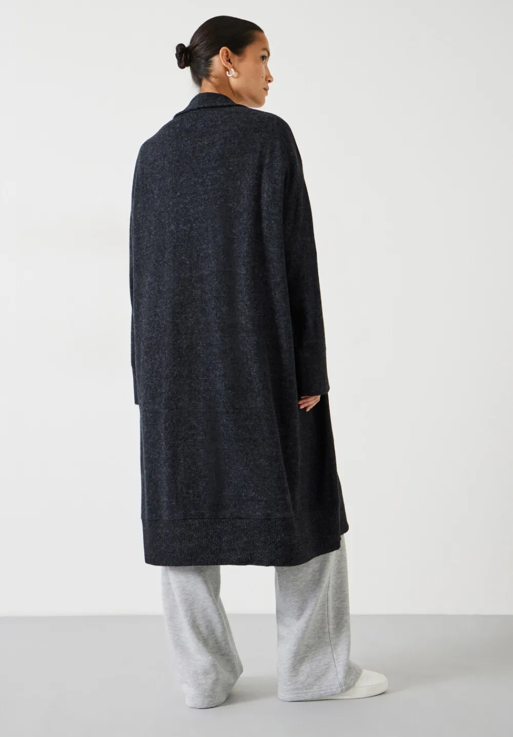 hush Pyjamas & Nightwear|Elle Supersoft Long Cardigan Charcoal Marl