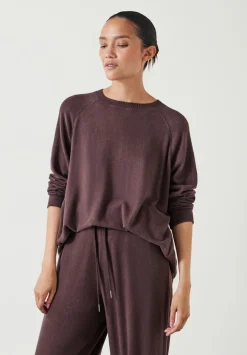 hush Pyjamas & Nightwear|Elle Supersoft Raglan Top Chocolate brown