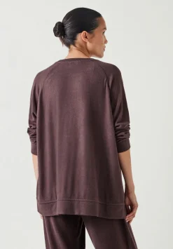 hush Pyjamas & Nightwear|Elle Supersoft Raglan Top Chocolate brown