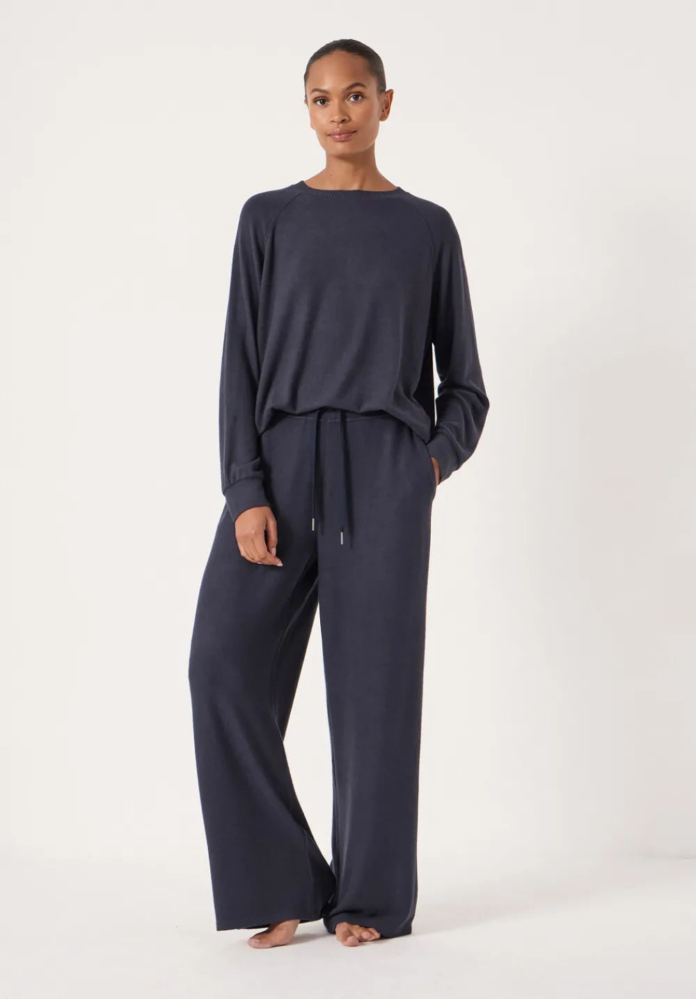 hush Tops & T-Shirts|Pyjamas & Nightwear|Elle Supersoft Raglan Top Navy Blue