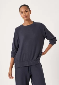 hush Tops & T-Shirts|Pyjamas & Nightwear|Elle Supersoft Raglan Top Navy Blue