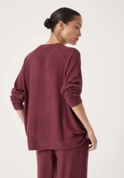 hush Tops & T-Shirts|Pyjamas & Nightwear|Elle Supersoft Raglan Top Burgundy Purple