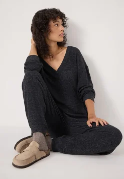 hush Jumpsuits|Pyjamas & Nightwear|Elle Supersoft V-Neck Onesie Charcoal Marl