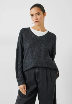 hush Tops & T-Shirts|Pyjamas & Nightwear|Elle Supersoft V-Neck Top Charcoal Marl