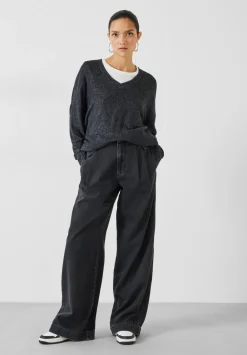 hush Tops & T-Shirts|Pyjamas & Nightwear|Elle Supersoft V-Neck Top Charcoal Marl