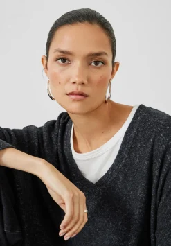 hush Tops & T-Shirts|Pyjamas & Nightwear|Elle Supersoft V-Neck Top Charcoal Marl