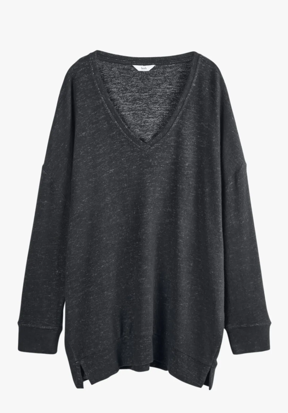 hush Tops & T-Shirts|Pyjamas & Nightwear|Elle Supersoft V-Neck Top Charcoal Marl