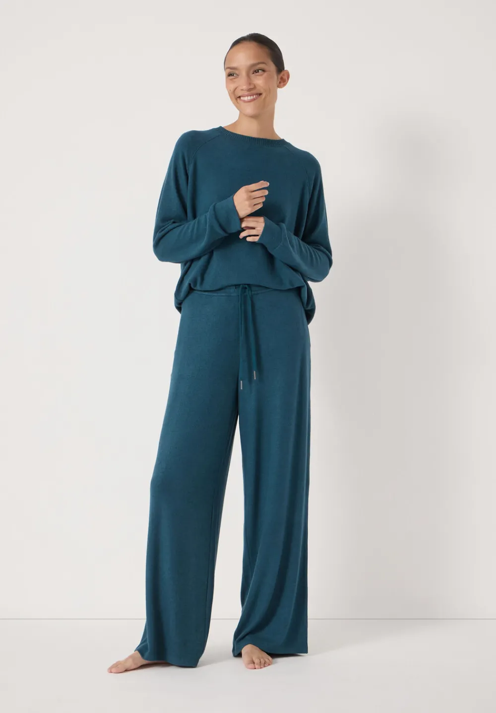 hush Pyjamas & Nightwear|Elle Supersoft Wide Leg Joggers Teal Blue
