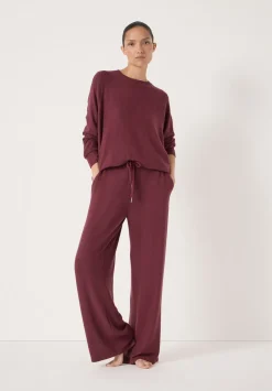 hush Pyjamas & Nightwear|Elle Supersoft Wide Leg Joggers Burgundy Purple