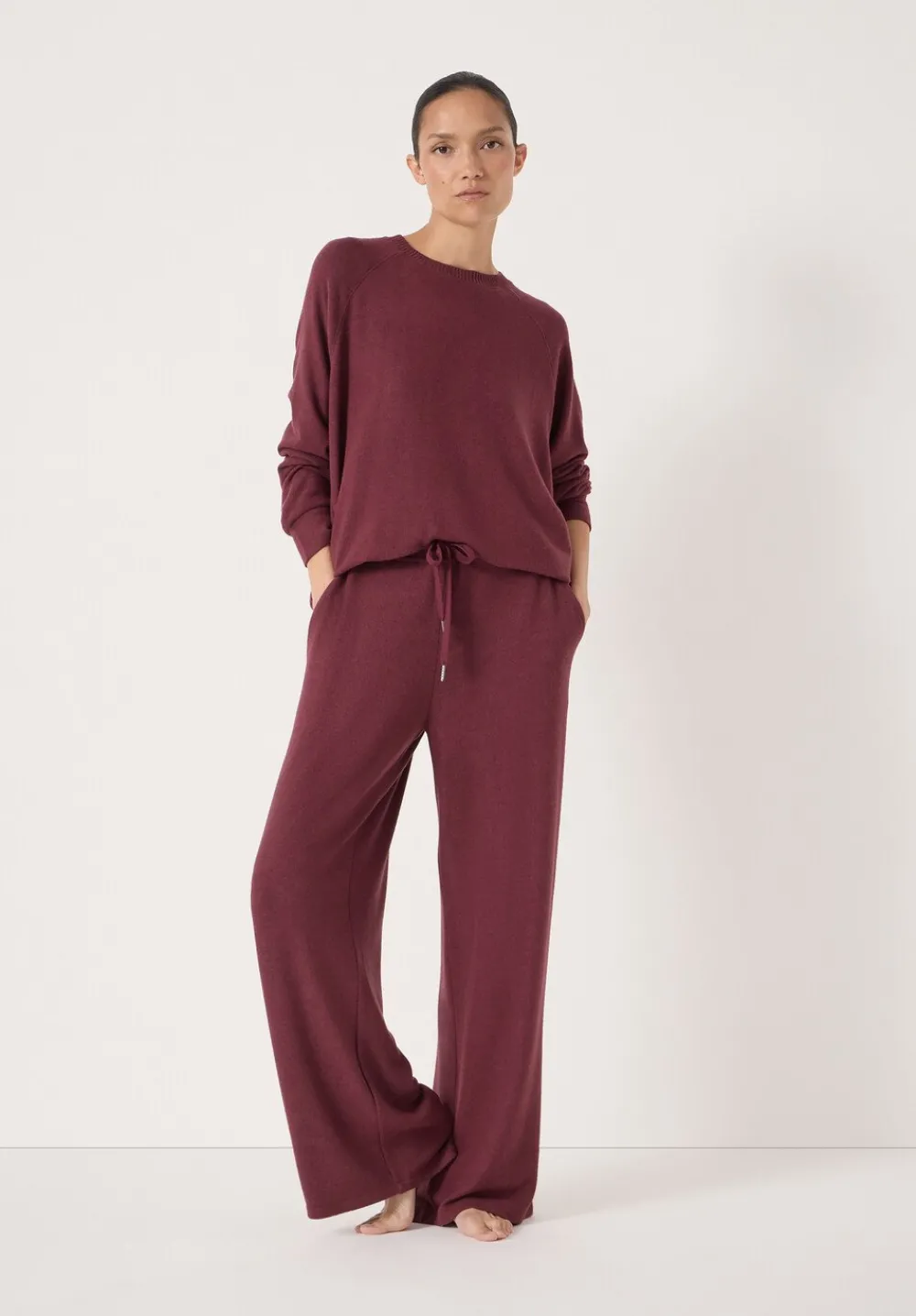 hush Pyjamas & Nightwear|Elle Supersoft Wide Leg Joggers Burgundy Purple