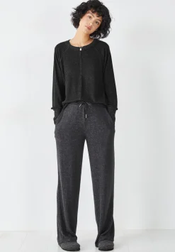 hush Trousers|Joggers & Leggings|Elle Supersoft Wide Leg Joggers Charcoal Marl