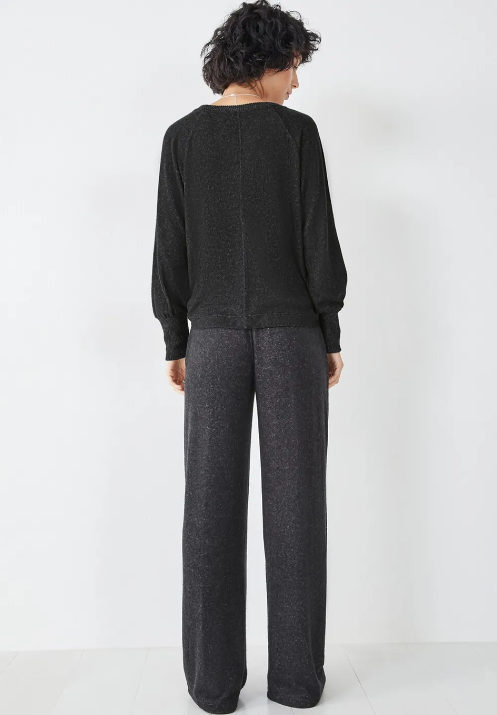 hush Trousers|Joggers & Leggings|Elle Supersoft Wide Leg Joggers Charcoal Marl