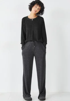 hush Trousers|Joggers & Leggings|Elle Supersoft Wide Leg Joggers Charcoal Marl
