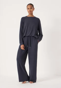 hush Pyjamas & Nightwear|Elle Supersoft Wide Leg Joggers Navy Blue