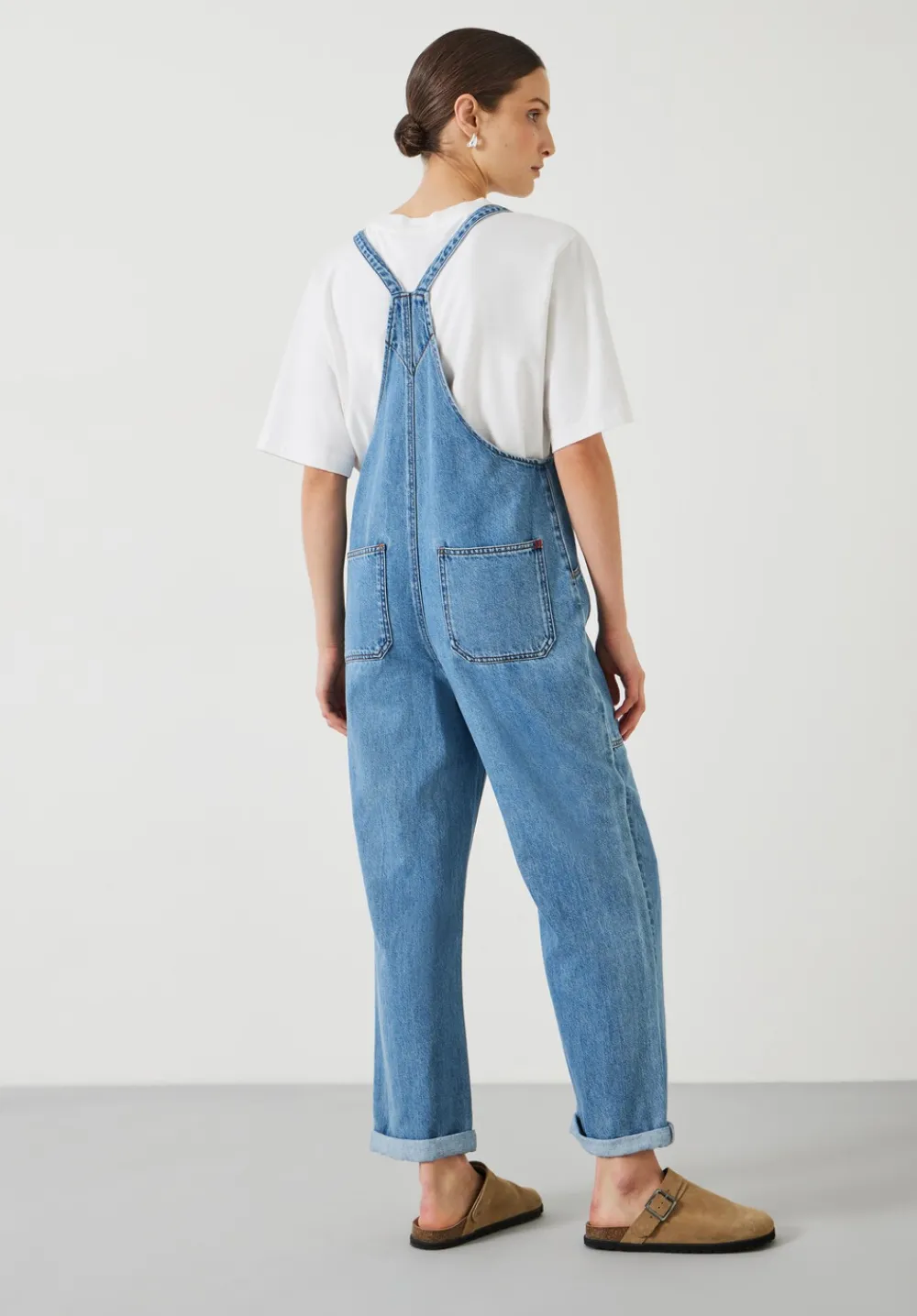 hush Jumpsuits|Ellie Denim Cropped Dungarees Light Blue Wash