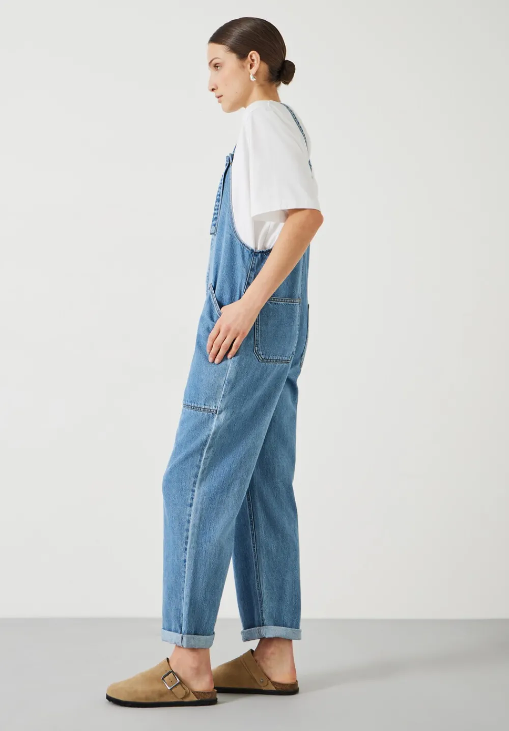 hush Jumpsuits|Ellie Denim Cropped Dungarees Light Blue Wash