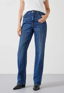 hush Jeans|Elliot High Waisted Straight Jeans Mid Authentic Blue
