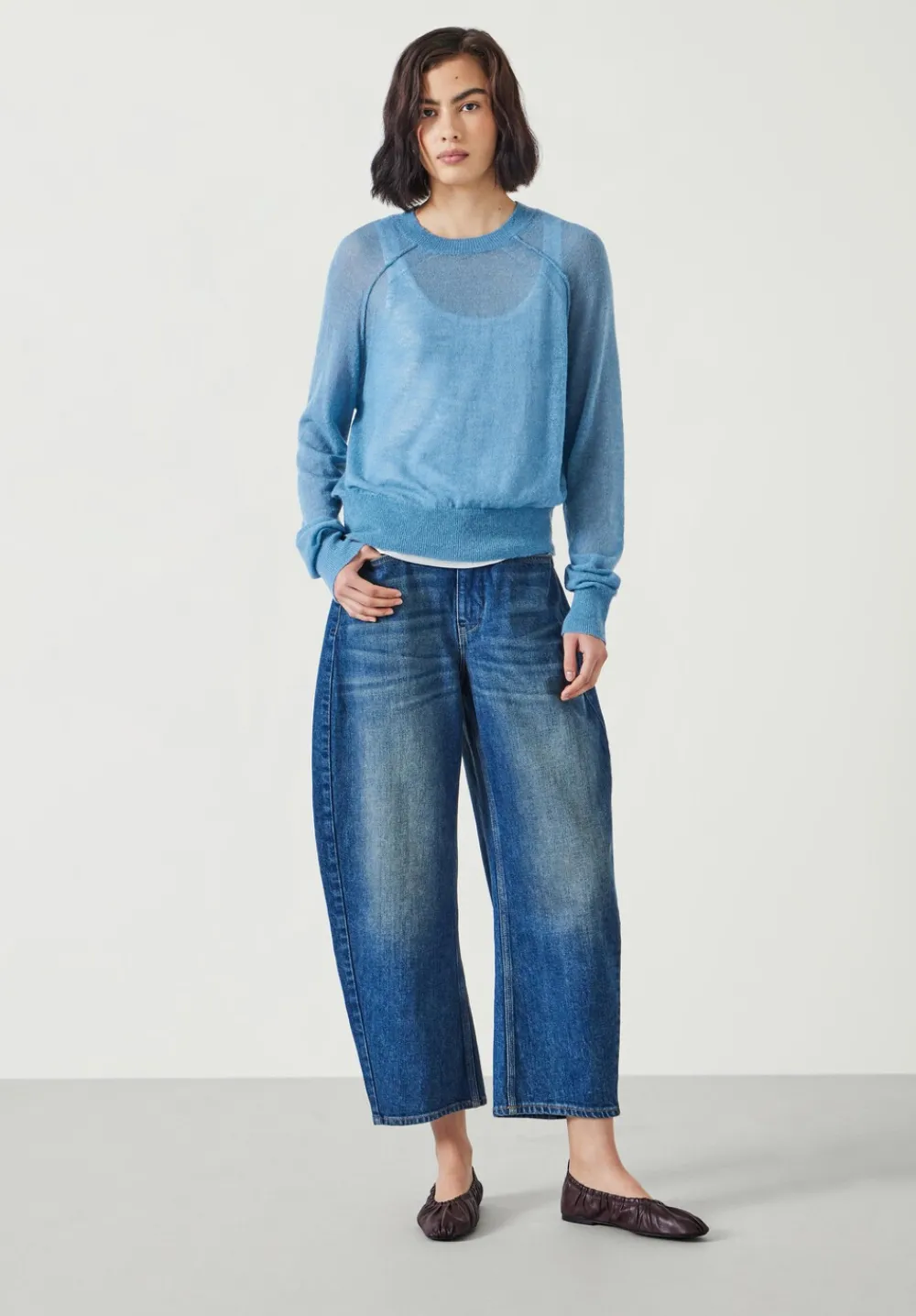 hush Jumpers & Cardigans|Elsie Gauzy Wool Blend Crew Jumper Blue