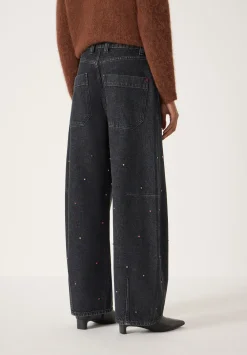 hush Jeans|Embellished Bree Barrel Leg Jeans Washed BlackWashed Black