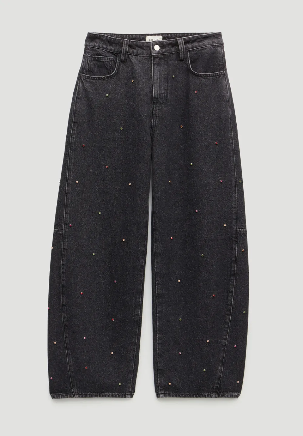 hush Jeans|Embellished Bree Barrel Leg Jeans Washed BlackWashed Black