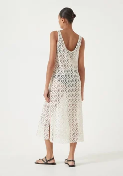 hush Dresses|Embroidered Sleeveless Floral Dress Ecru White