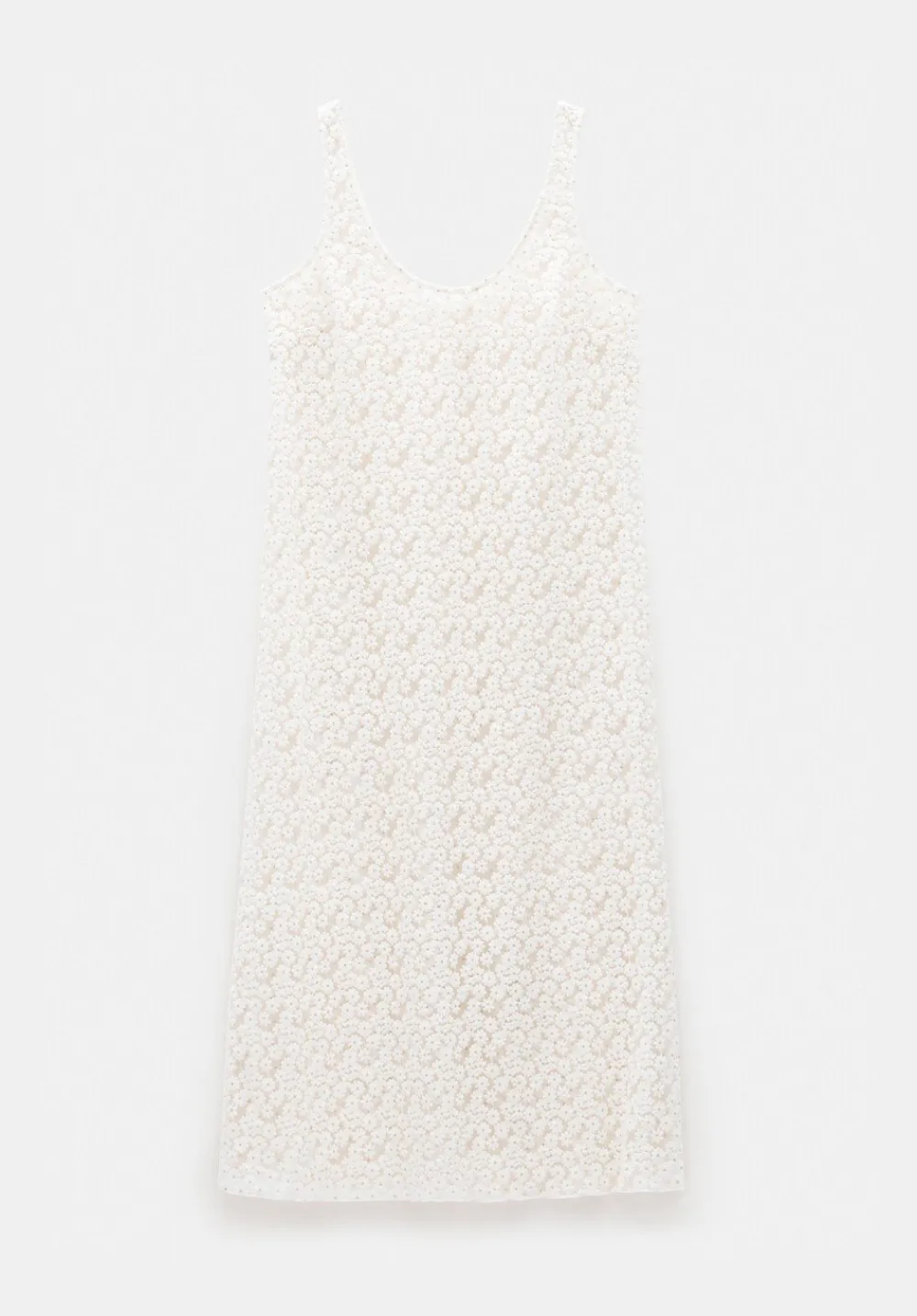hush Dresses|Embroidered Sleeveless Floral Dress Ecru White
