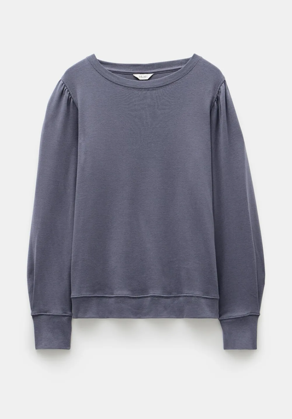 hush Tops & T-Shirts|Emily Puff Sleeve Cotton Jersey Top DARK GREY